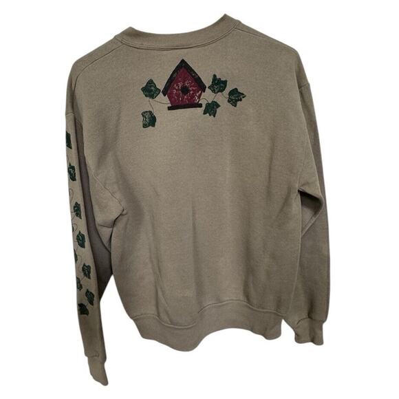 VTG 90s Birdhouse Leaf Crewneck Sweatshirt Brown Adult Large Pullover Granny - Picture 2 of 7